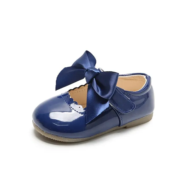 Baby Girls Shoes Cute Bow Patent Leather Princess Shoes Solid Color Kids Dancing/Walkers First Walkers.
