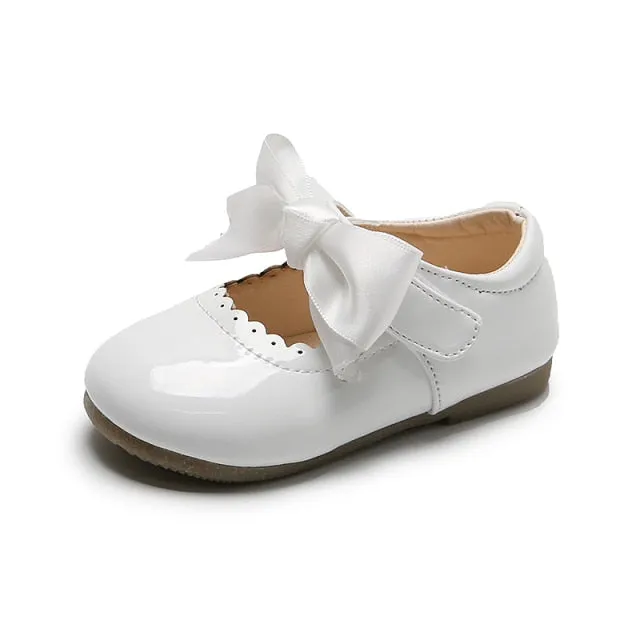 Baby Girls Shoes Cute Bow Patent Leather Princess Shoes Solid Color Kids Dancing/Walkers First Walkers.