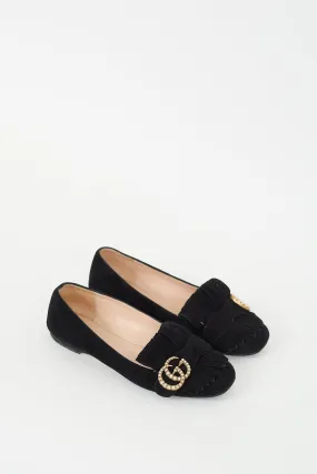Black Suede Pearl GG Marmont Flat