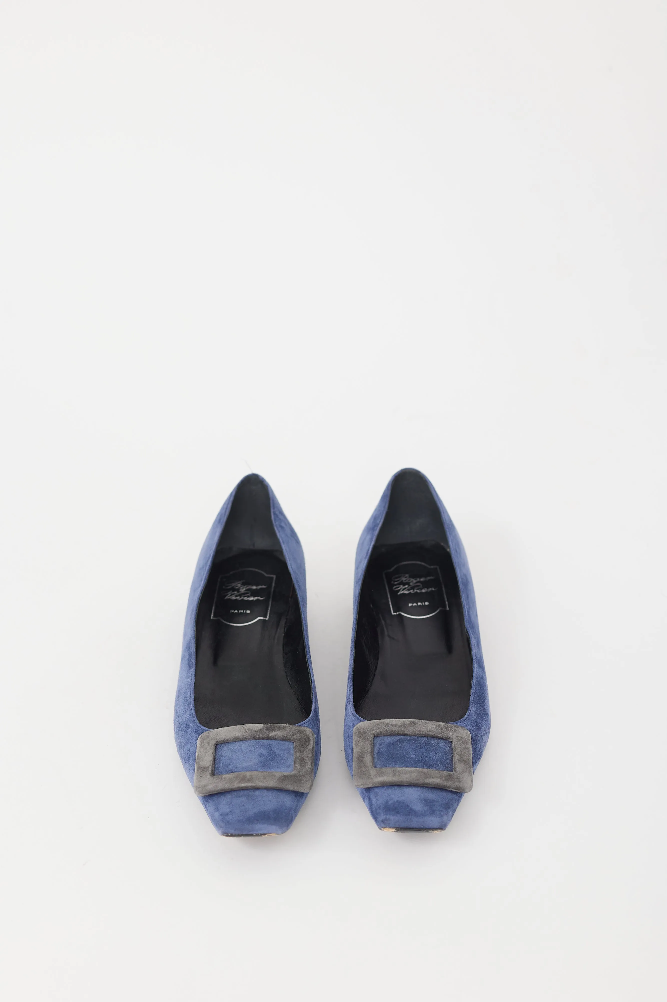 Blue & Grey Suede Trompette  Flat