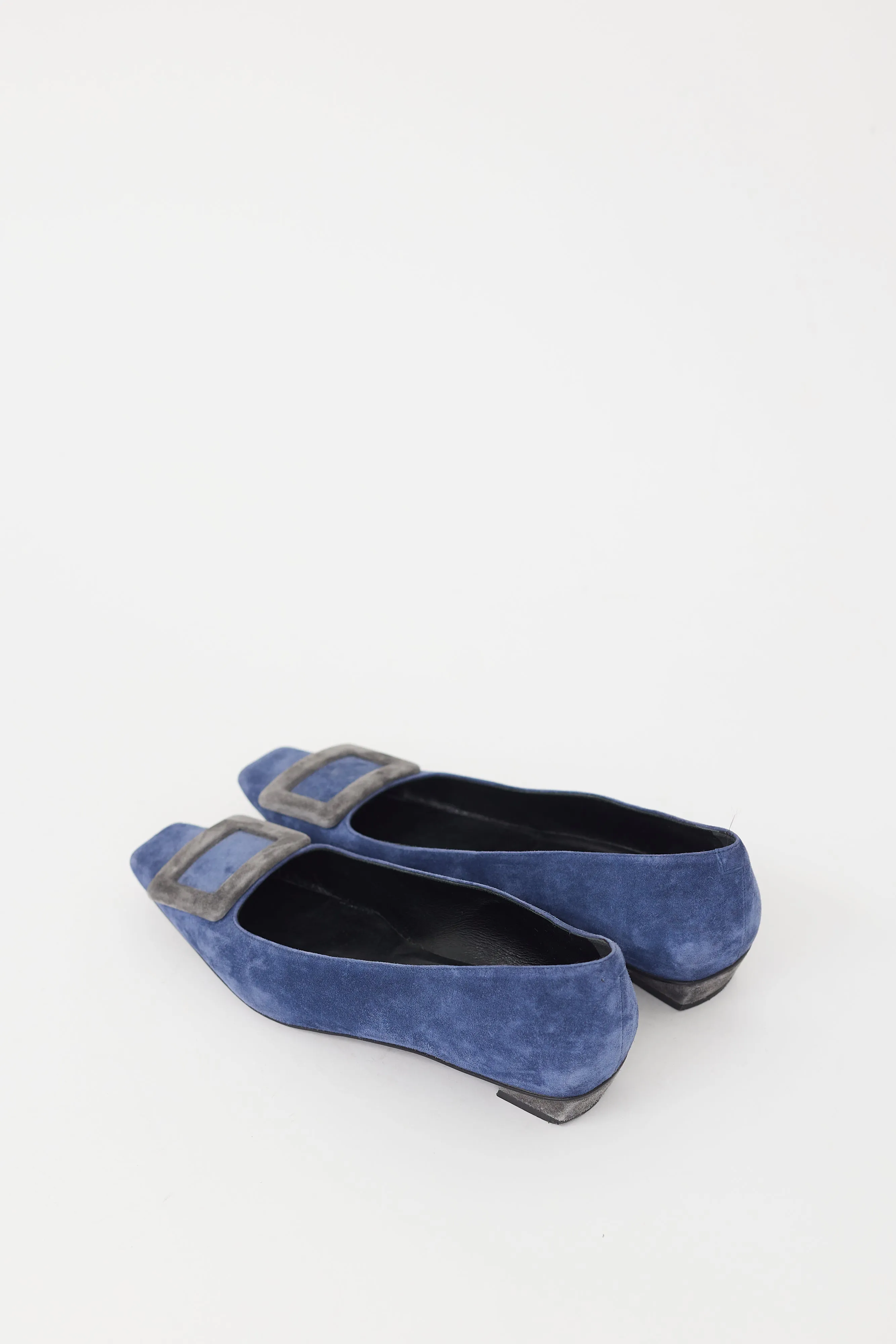Blue & Grey Suede Trompette  Flat