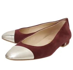 Chanel Bicolor CC Cap Toe Suede Flat Ballerina 37.5