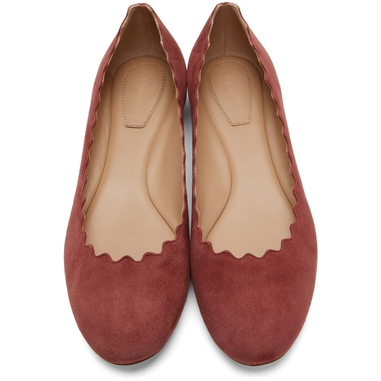 ChloÃ© Pink Suede Lauren Ballerina Flats