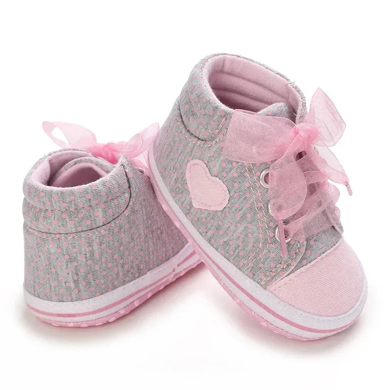 Heart Bow Tie Baby Lace Casual Cotton Shoes