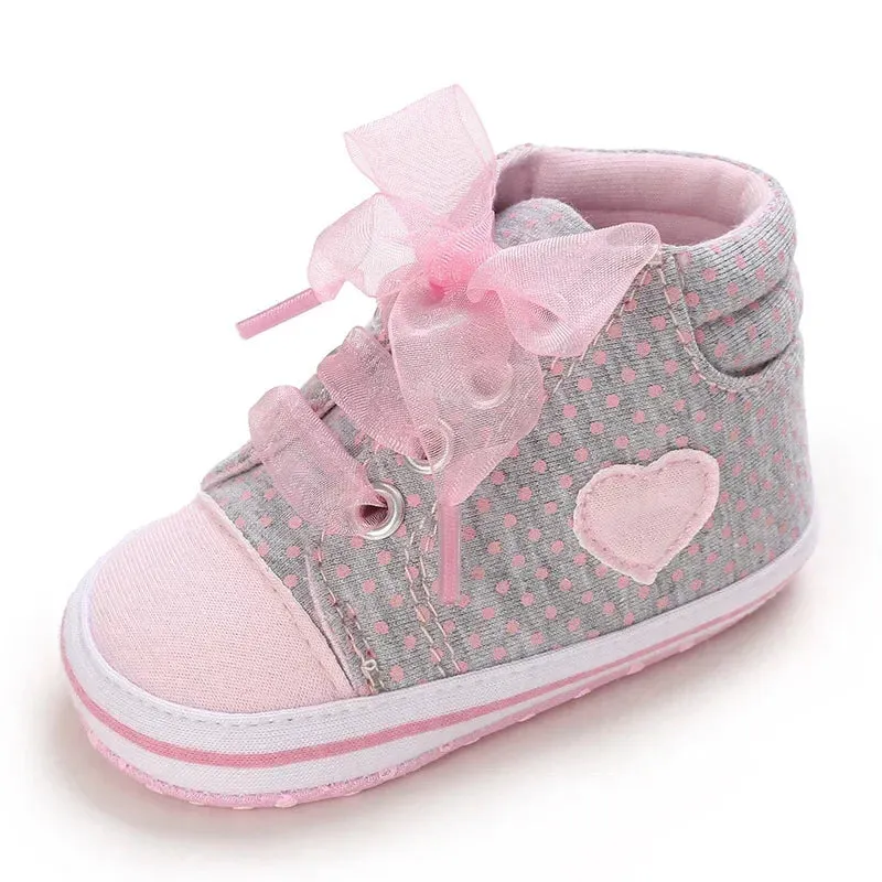 Heart Bow Tie Baby Lace Casual Cotton Shoes