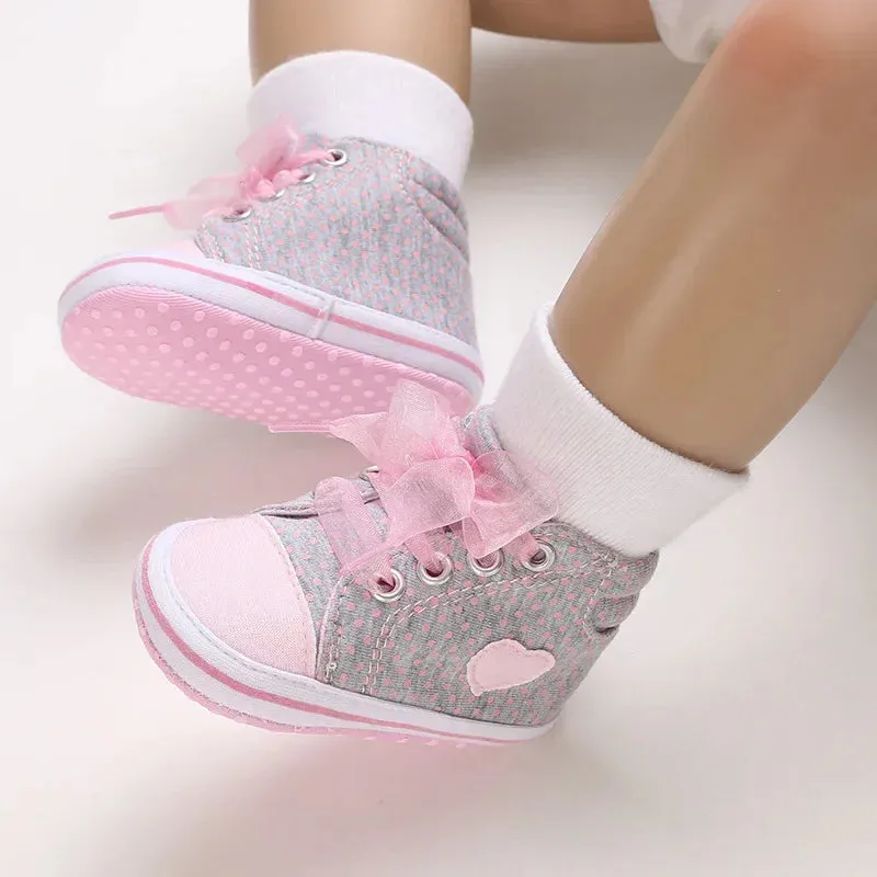 Heart Bow Tie Baby Lace Casual Cotton Shoes