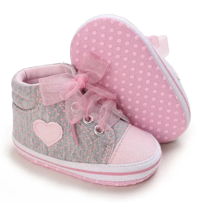 Heart Bow Tie Baby Lace Casual Cotton Shoes