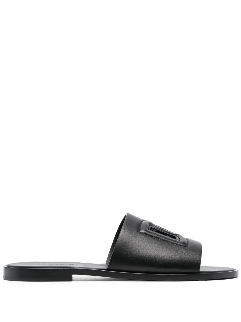 Men's Dg Leather Flat Sandals in Black | Size 41 | A80397AO60280999