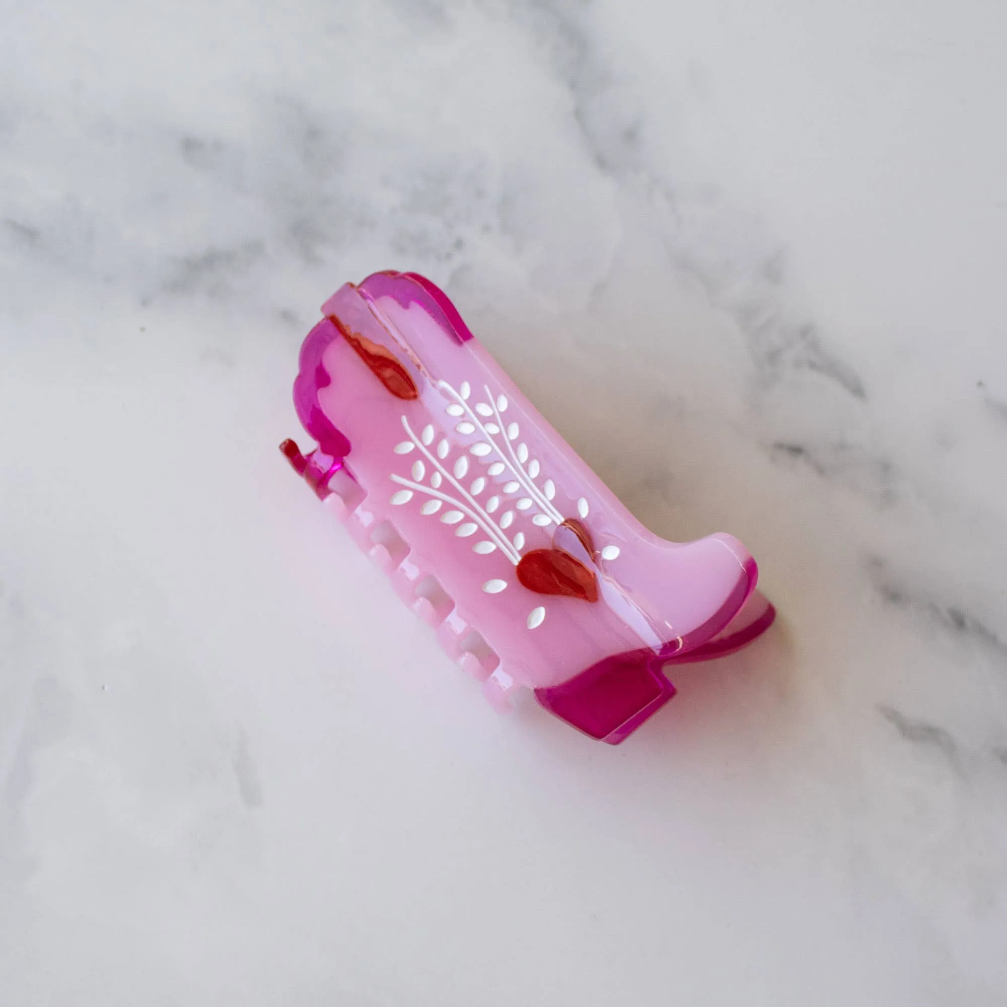 Mint Caramel Sweet Heart Cowboy Boots Claw Clip