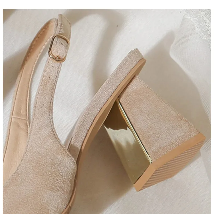 MRWEI Camille French-Style Black Pointed-Toe Sandals