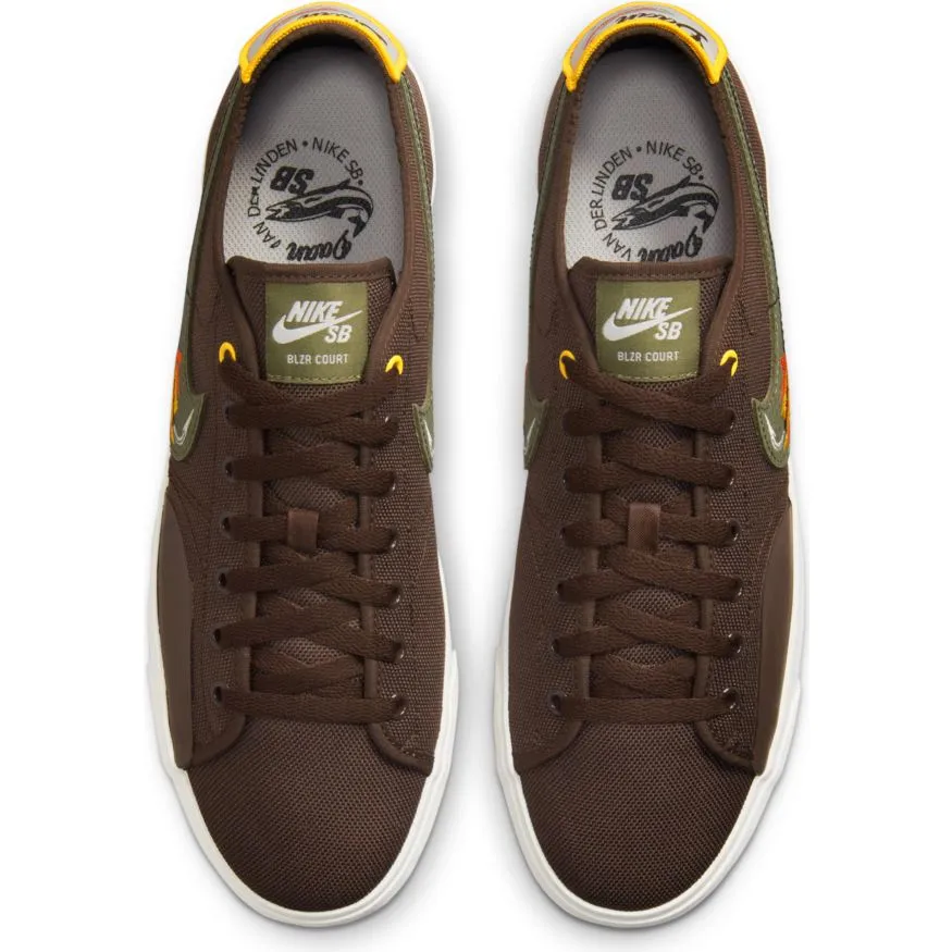 Nike SB BLZR Court DVDL Skateboarding Shoes - Baroque Brown/Medium Olive-Light Bone