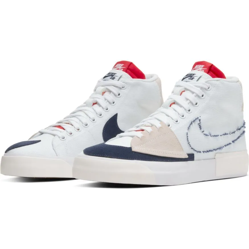 Nike SB Zoom Blazer Mid Edge Skateboarding Shoe - White/Midnight Navy-University Red