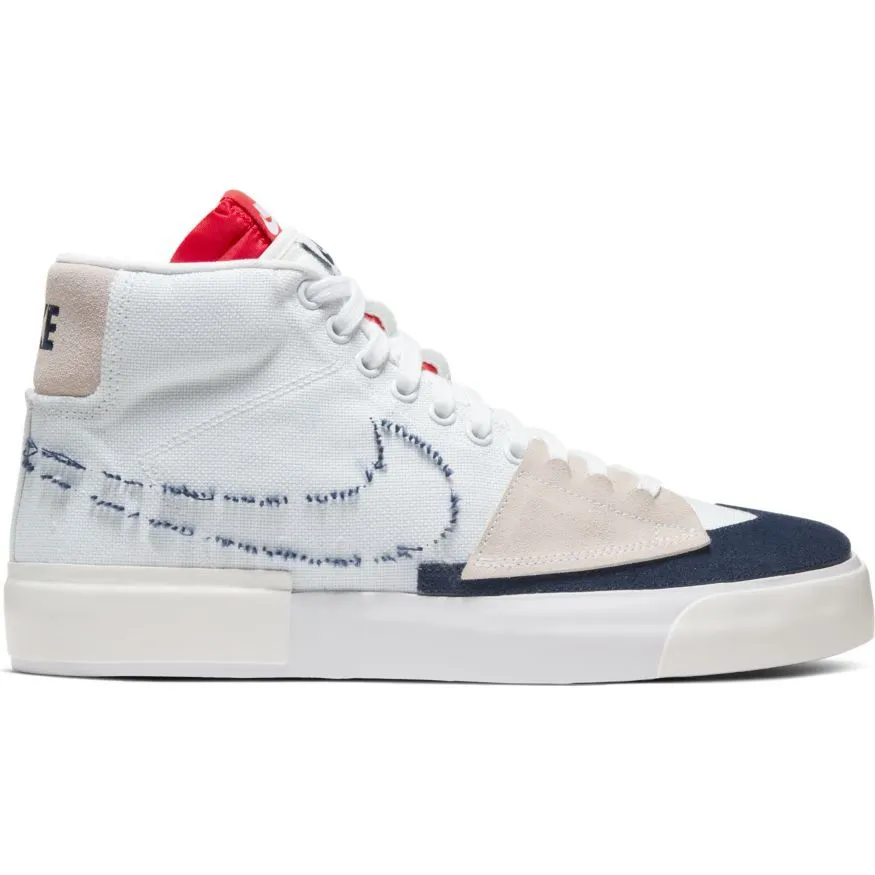 Nike SB Zoom Blazer Mid Edge Skateboarding Shoe - White/Midnight Navy-University Red