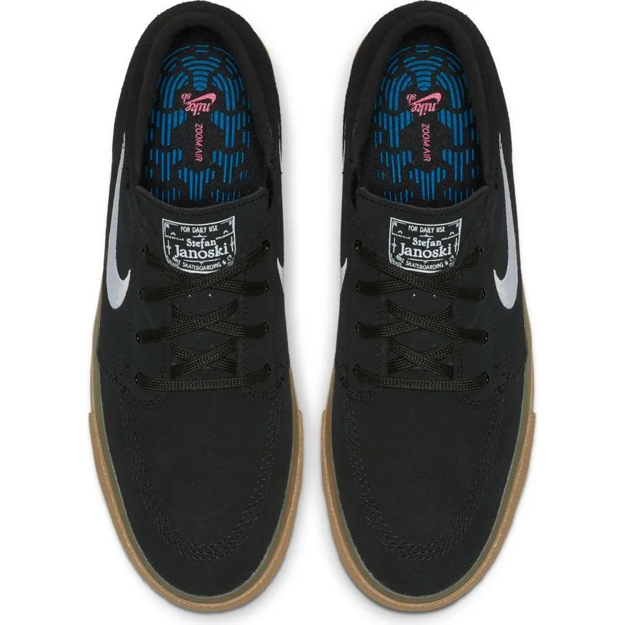 Nike SB Zoom Janoski RM Skateboard Shoe - Black/White - Black - Gum Light Brown
