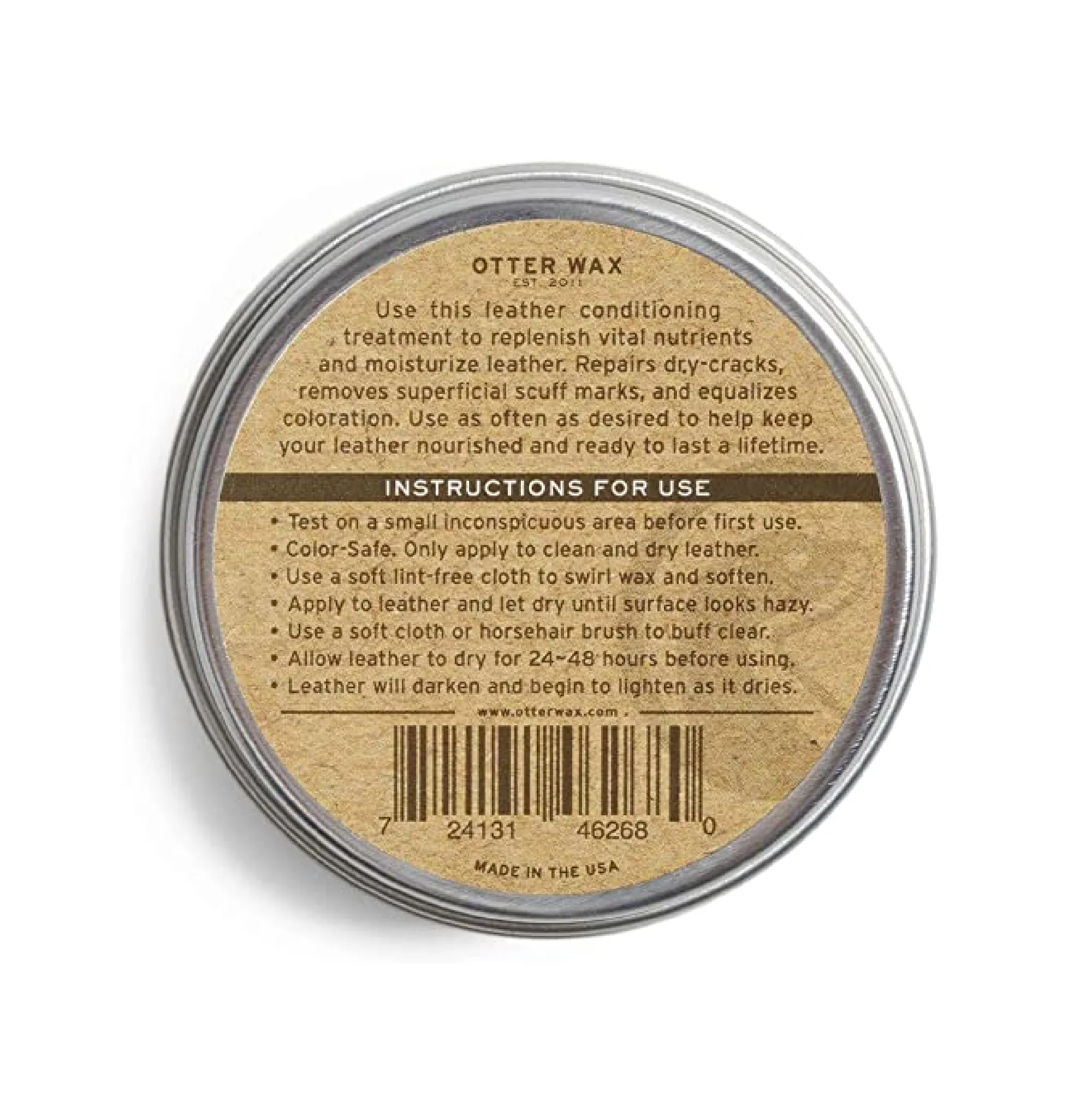 Otter Wax Leather Salve 2oz All-Natural Universal Conditioner Made in USA