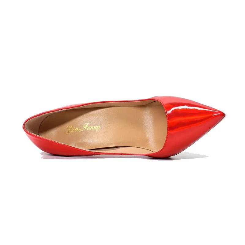 Red Patent Leather High Heel Shoes Reflective Mirror W/ 3