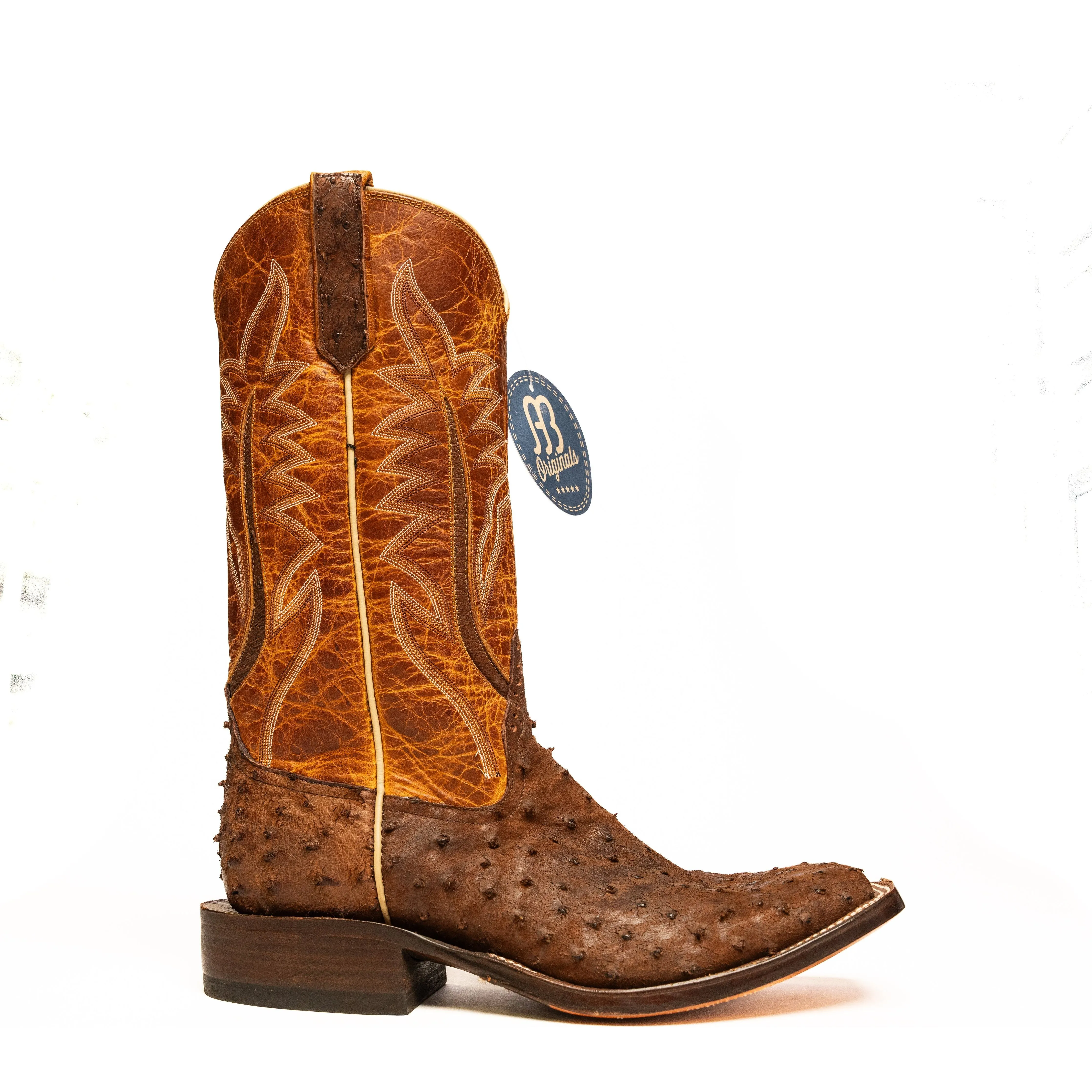 Rios Cigar Suede Full Quill Ostrich with Cognac Lava Top