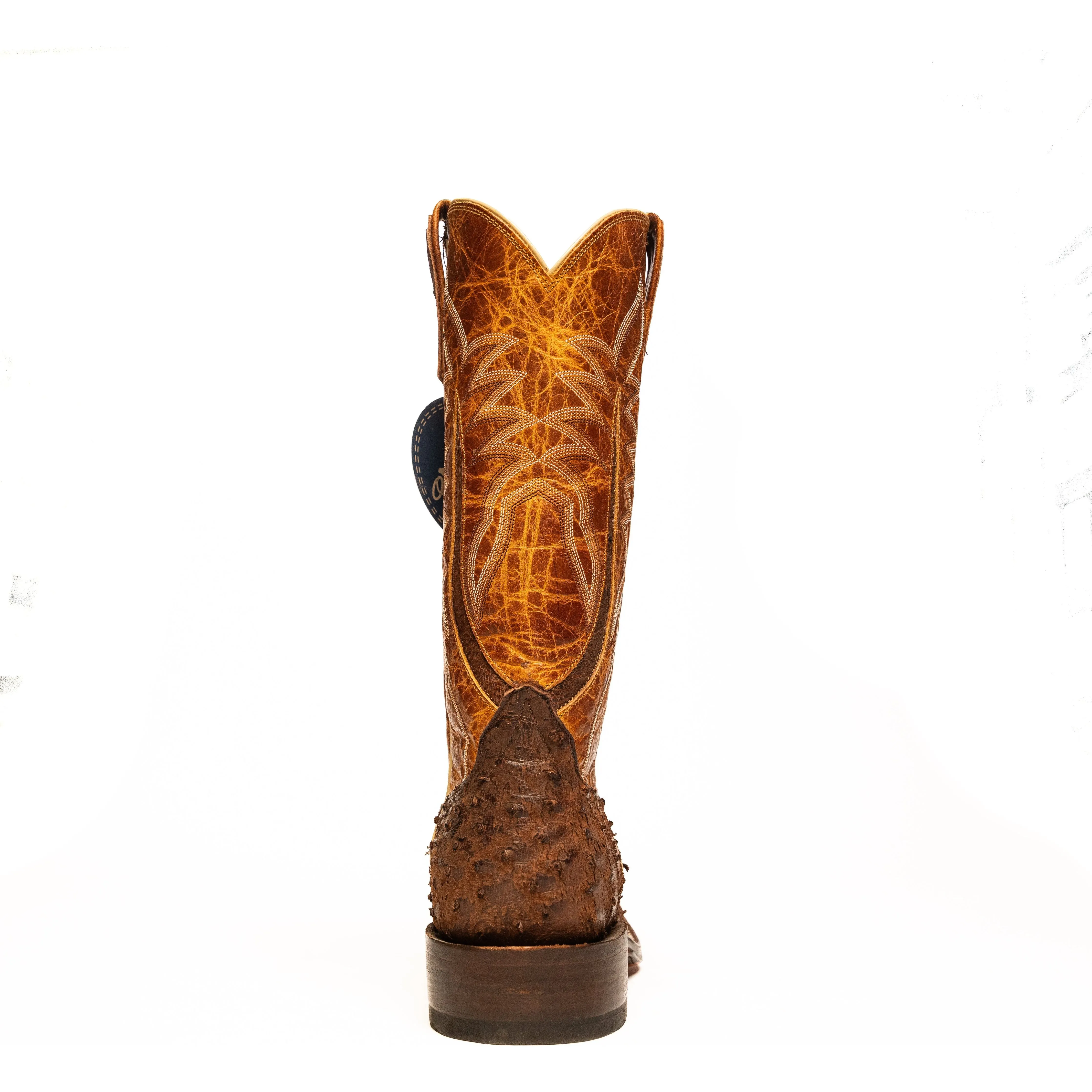 Rios Cigar Suede Full Quill Ostrich with Cognac Lava Top
