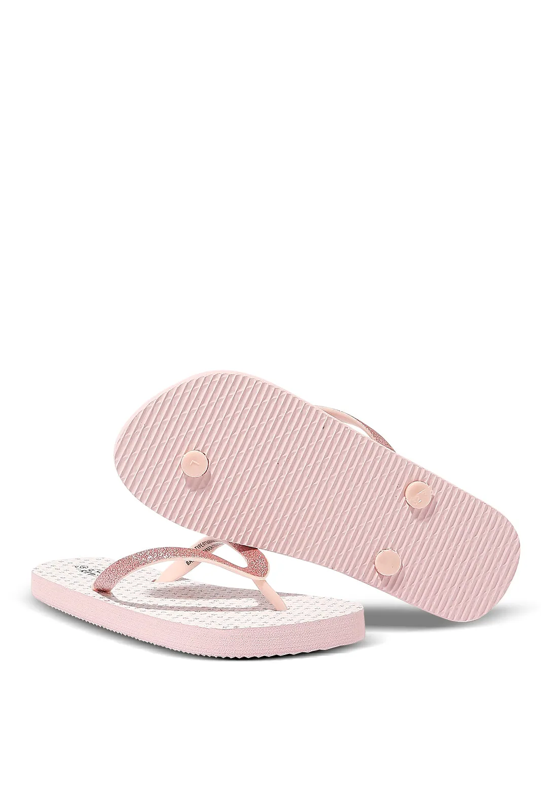 Senior Girls Pink And White Glitter Flip Flop