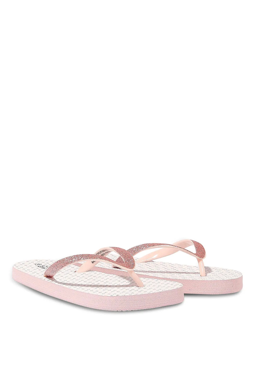 Senior Girls Pink And White Glitter Flip Flop