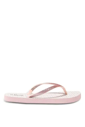 Senior Girls Pink And White Glitter Flip Flop