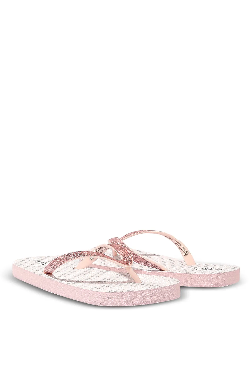 Senior Girls Pink And White Glitter Flip Flop