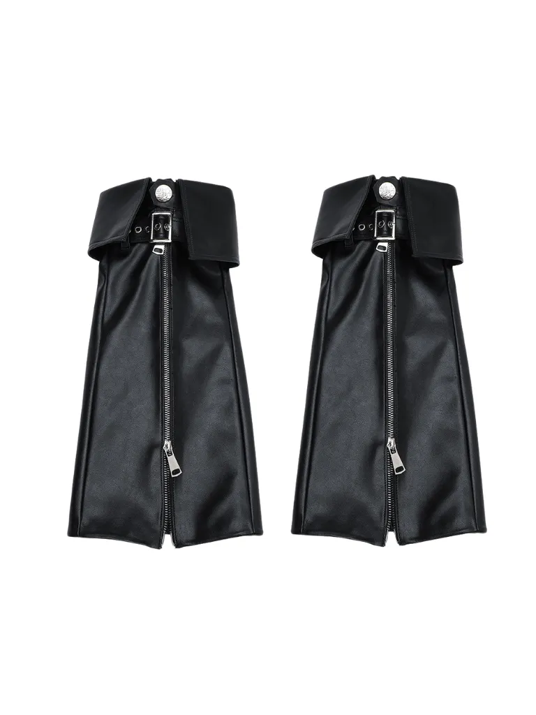 Zip Flap Shoes Leather Leg Set Cover Muffin   Punk Platform